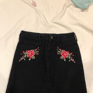 LULUS denim embroidered skirt